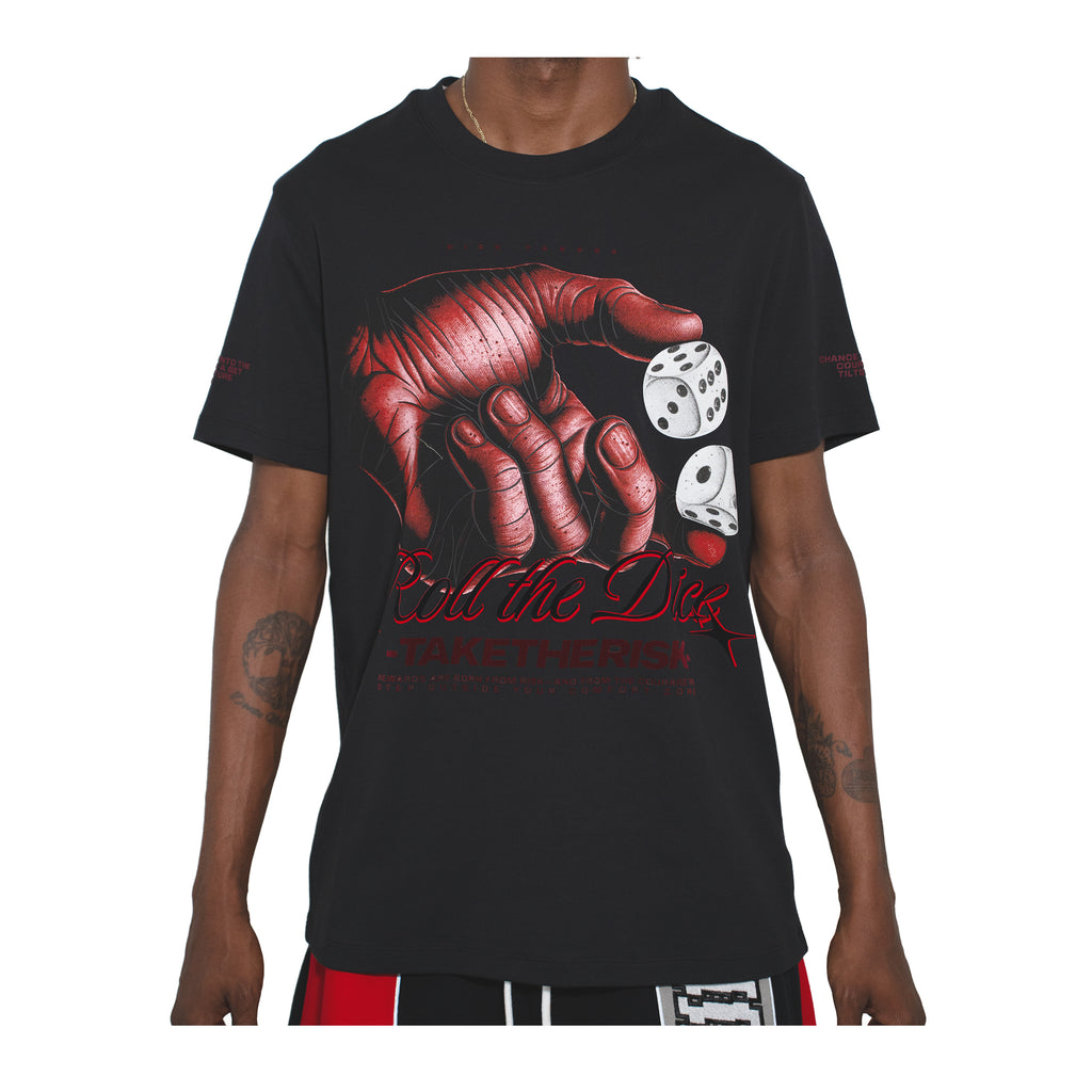 Premium Milano Mens Roll The Dice Crew Neck T-Shirt CT261-113 Black