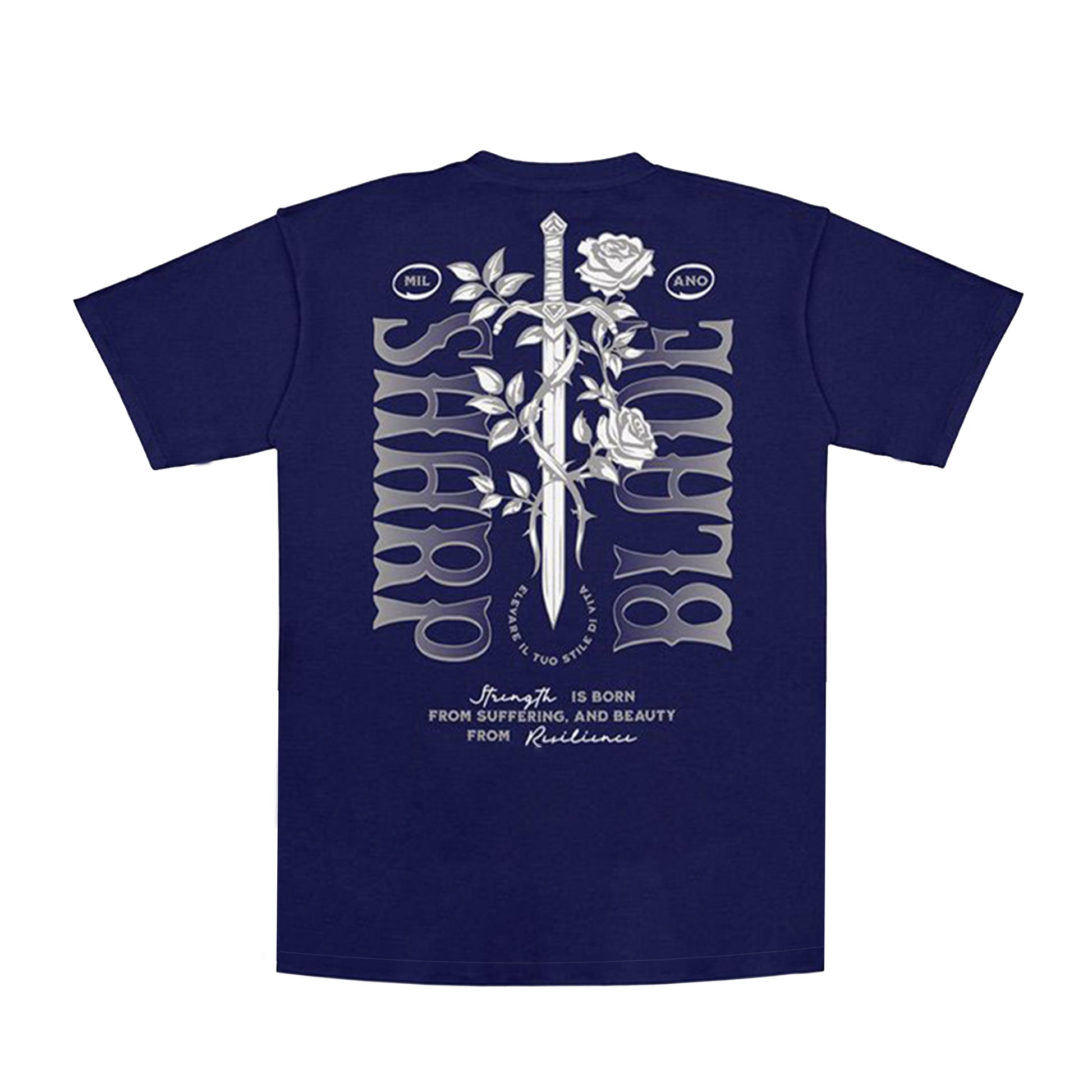 Premium Milano Mens Love Sword Crew Neck T-Shirt CT261-119 Navy