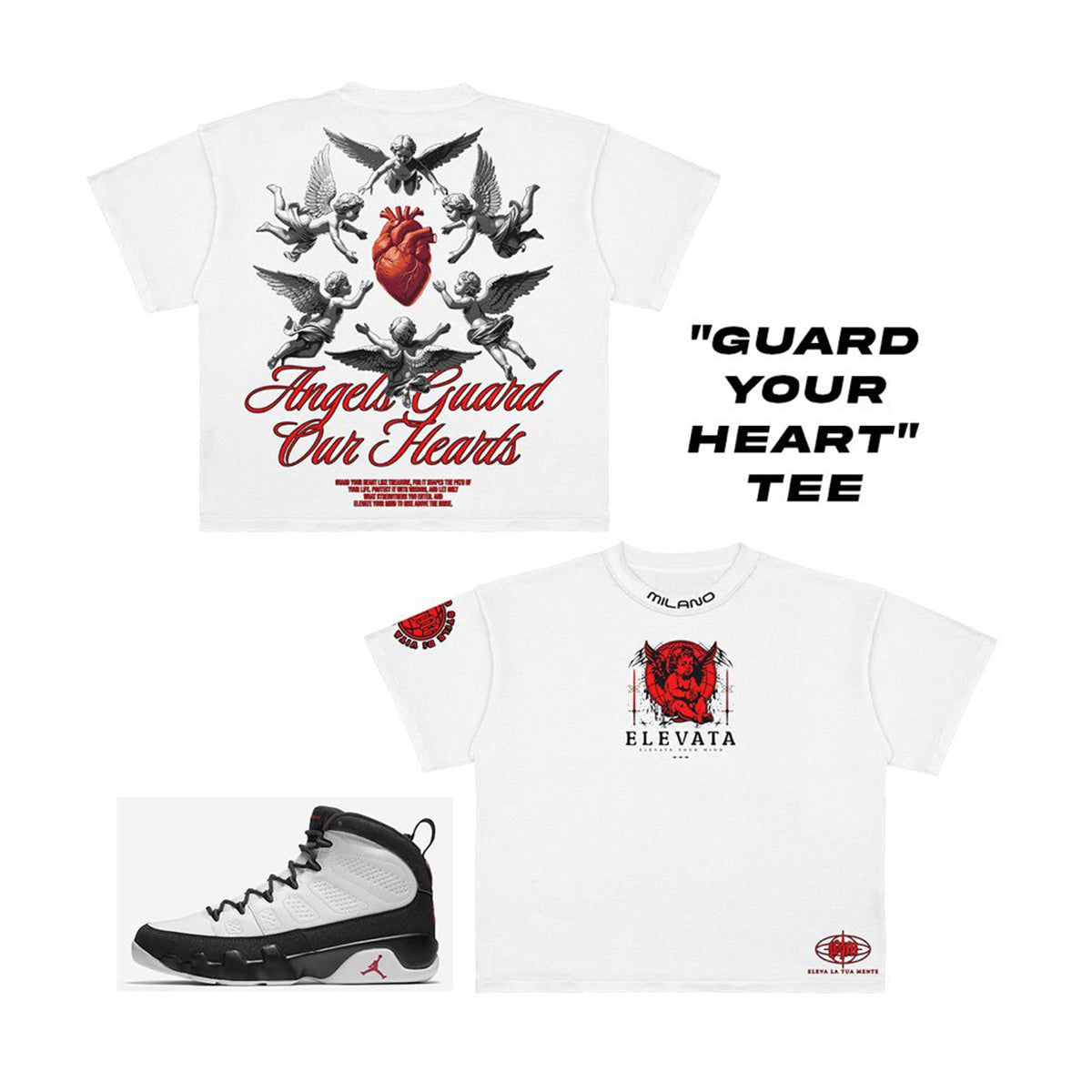 Premium Milano Mens Guard Your Heart Crew Neck T-Shirt CT261-121 White