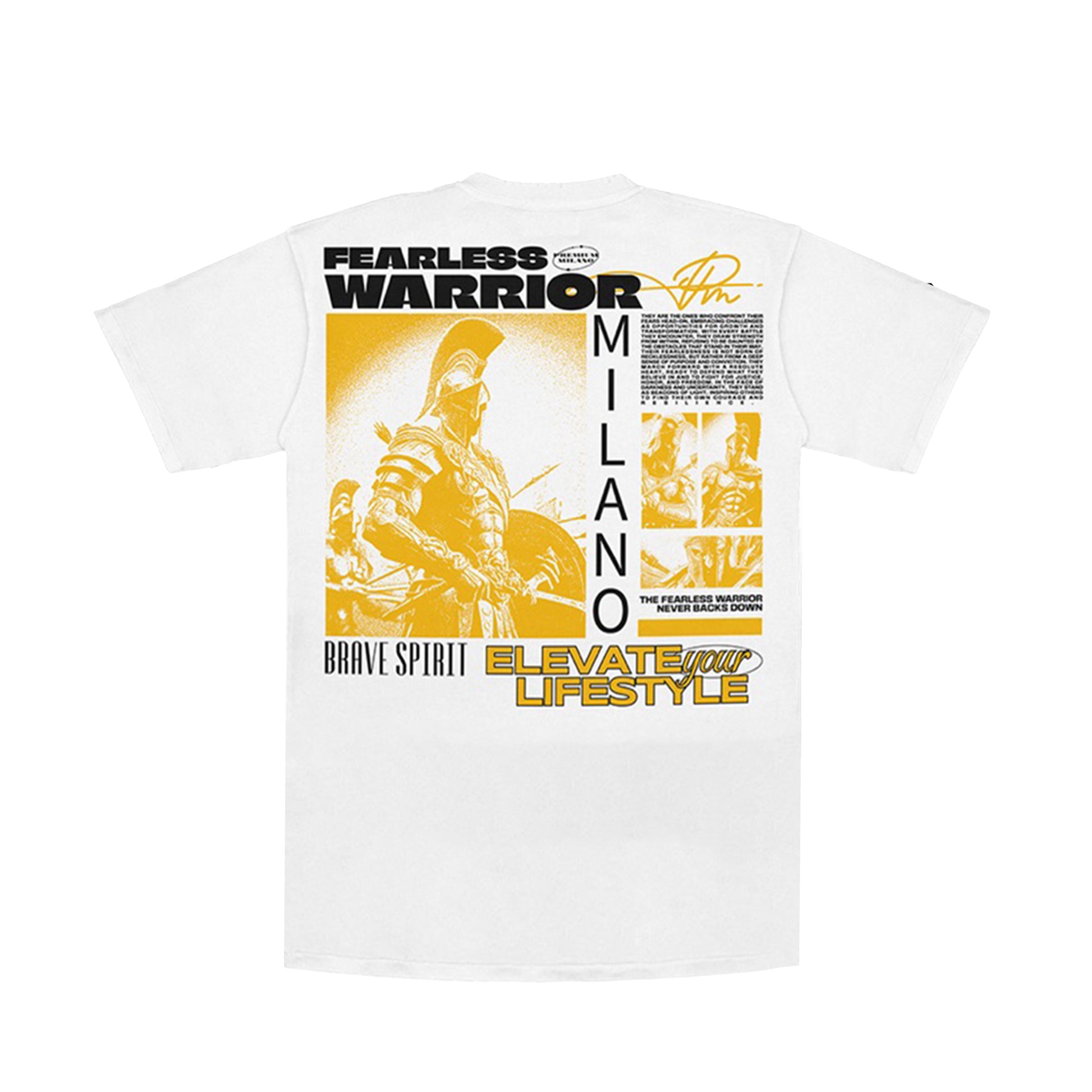 Premium Milano Mens Fearless Warrior Crew Neck T-Shirt CT262-120 White