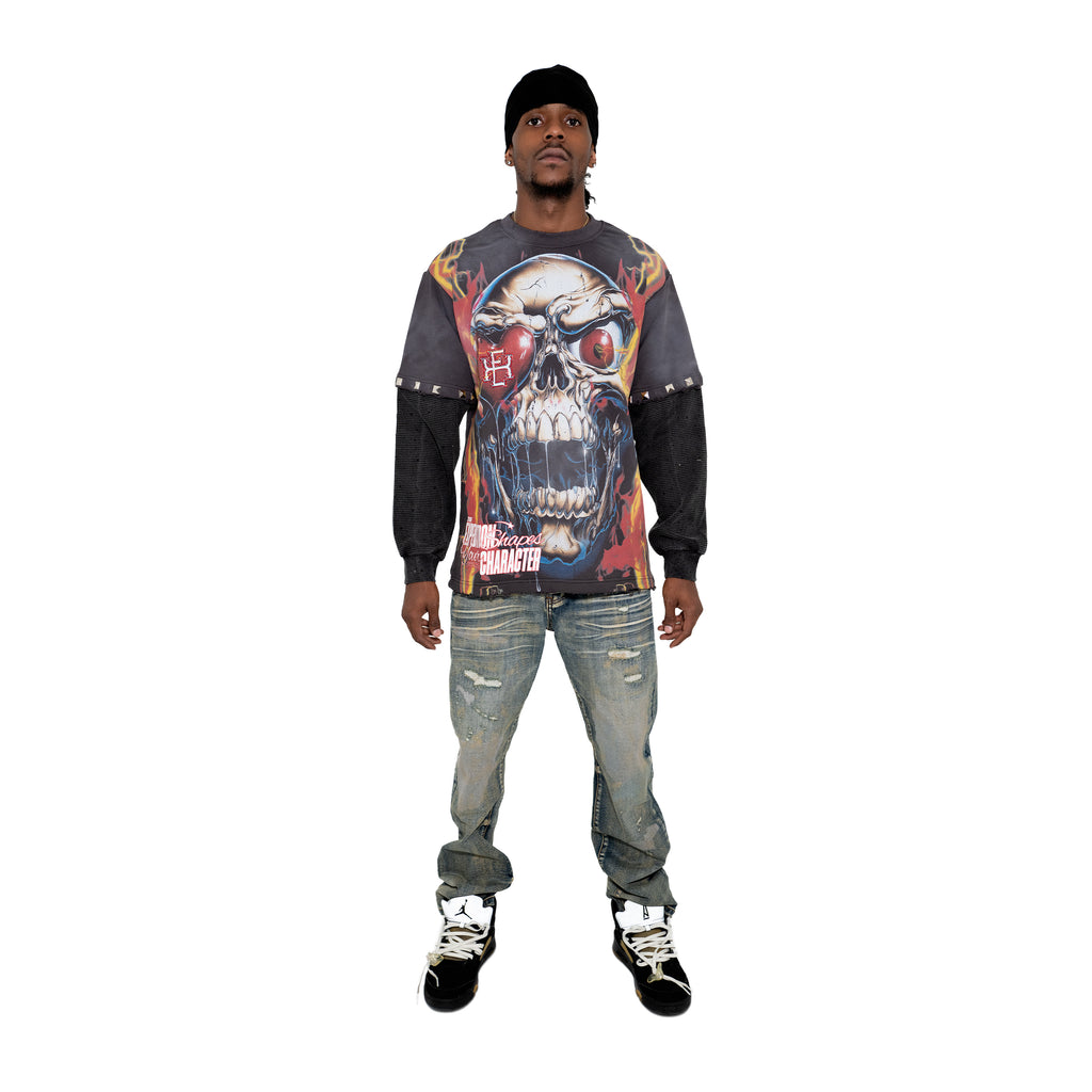 Expedition Mens Shape Your Character Oversized Crew Neck T-Shirt EXCTS26201 Black/Red