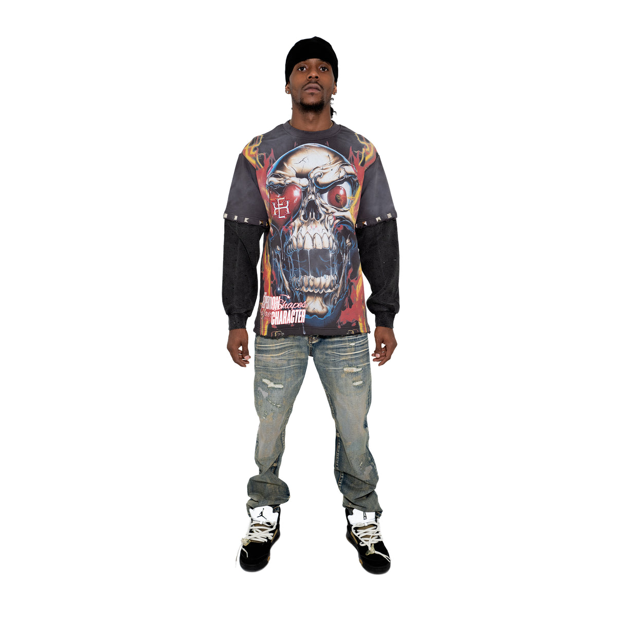 Expedition Mens Shape Your Character Oversized Crew Neck T-Shirt EXCTS26201 Black/Red