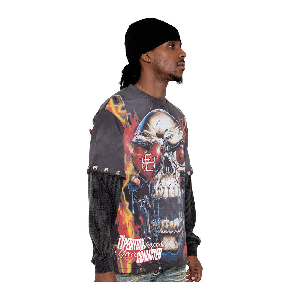 Expedition Mens Shape Your Character Oversized Crew Neck T-Shirt EXCTS26201 Black/Red