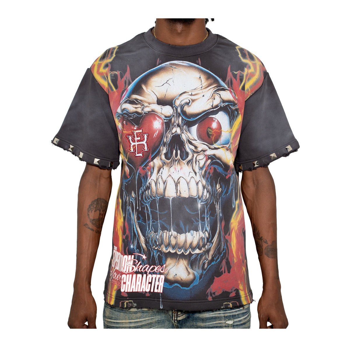 Expedition Mens Shape Your Character Oversized Crew Neck T-Shirt EXCTS26201 Black/Red