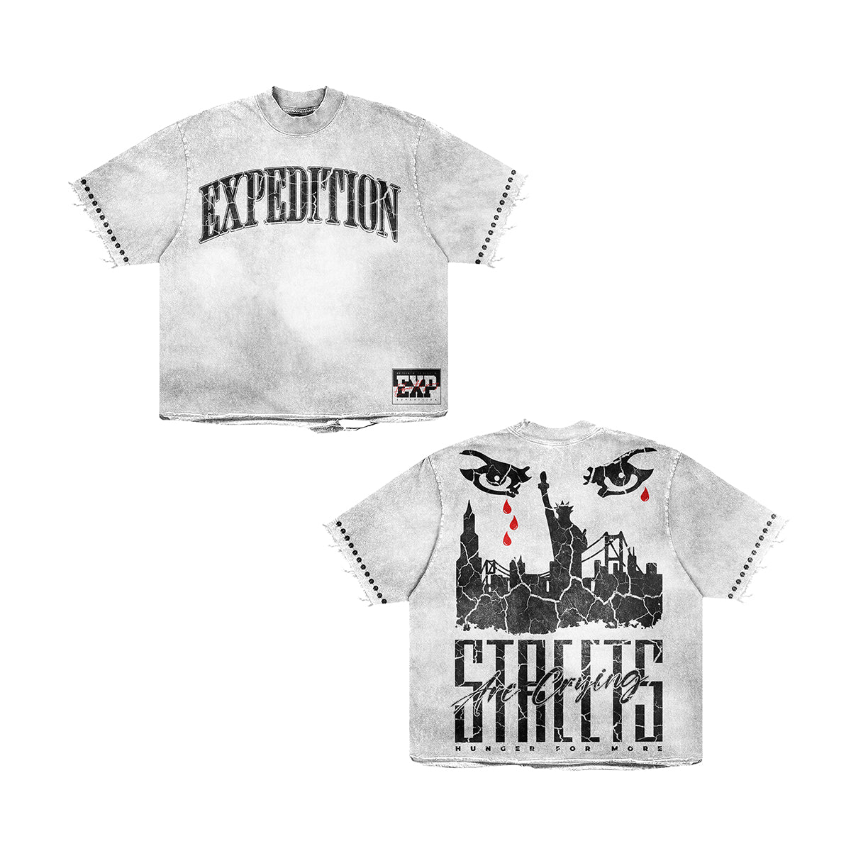 Expedition Mens Streets Are Crying Oversized Crew Neck T-Shirt EXCTS26203 Gray