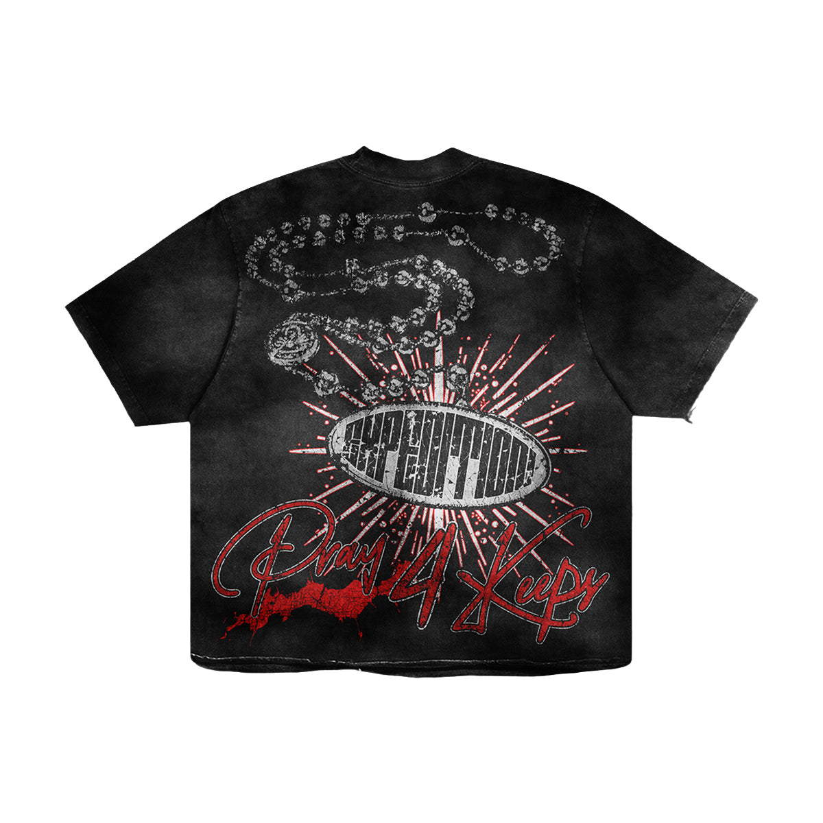Expedition Mens Pray 4 Keeps Oversized Crew Neck T-Shirt EXCTS26206 Black
