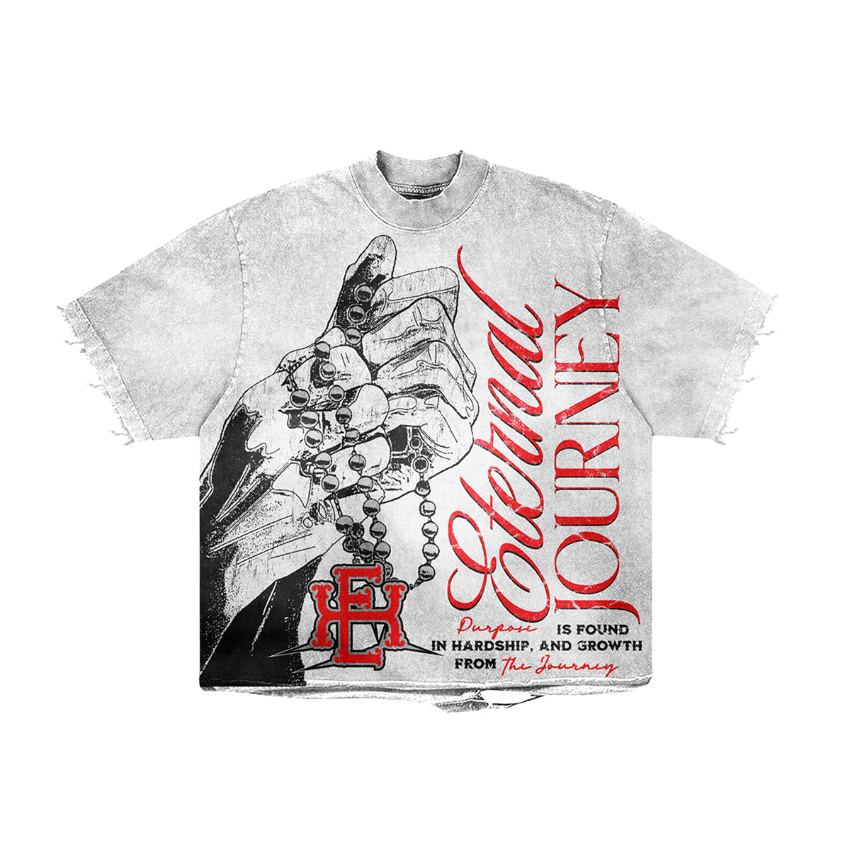 Expedition Mens Pray 4 Keeps Oversized Crew Neck T-Shirt EXCTS26206 White