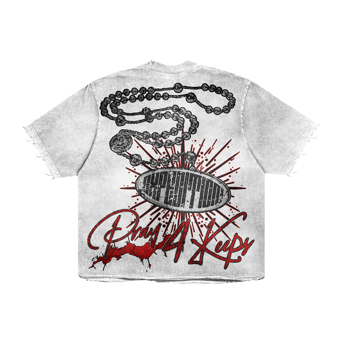 Expedition Mens Pray 4 Keeps Oversized Crew Neck T-Shirt EXCTS26206 White
