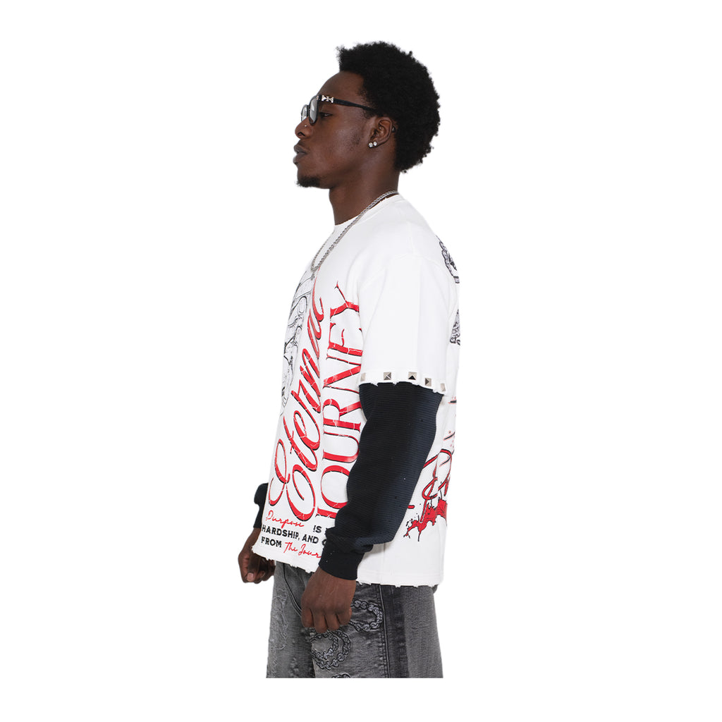 Expedition Mens Pray 4 Keeps Oversized Crew Neck T-Shirt EXCTS26206 White