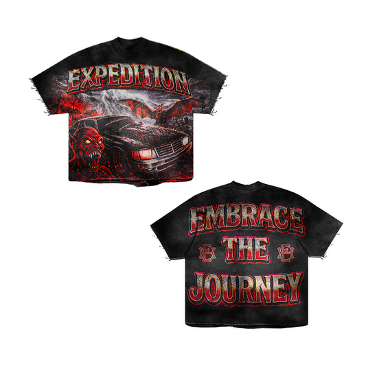 Expedition Mens Embrace The Journey Oversized Crew Neck T-Shirt EXCTS26209 Black