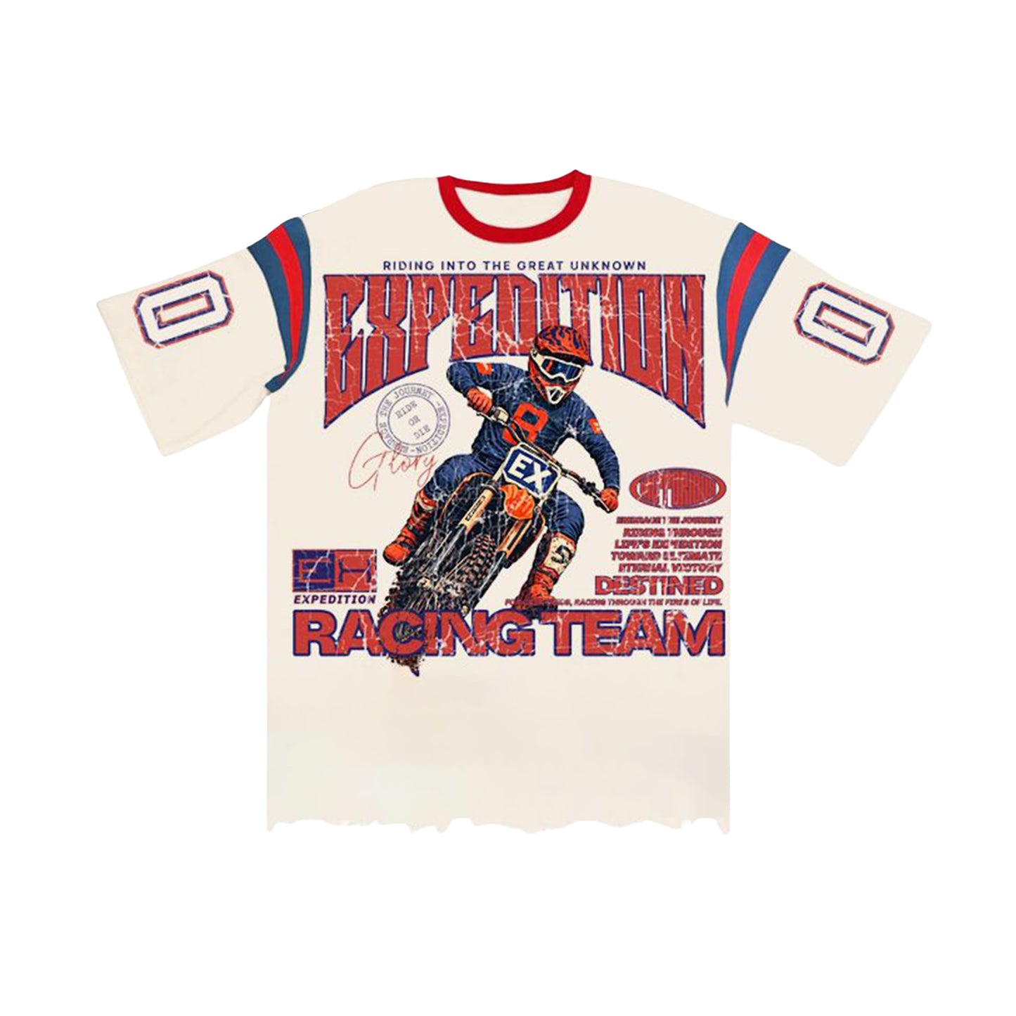 Expedition Mens Ride Or Die Oversized Crew Neck T-Shirt EXCTS26213 White