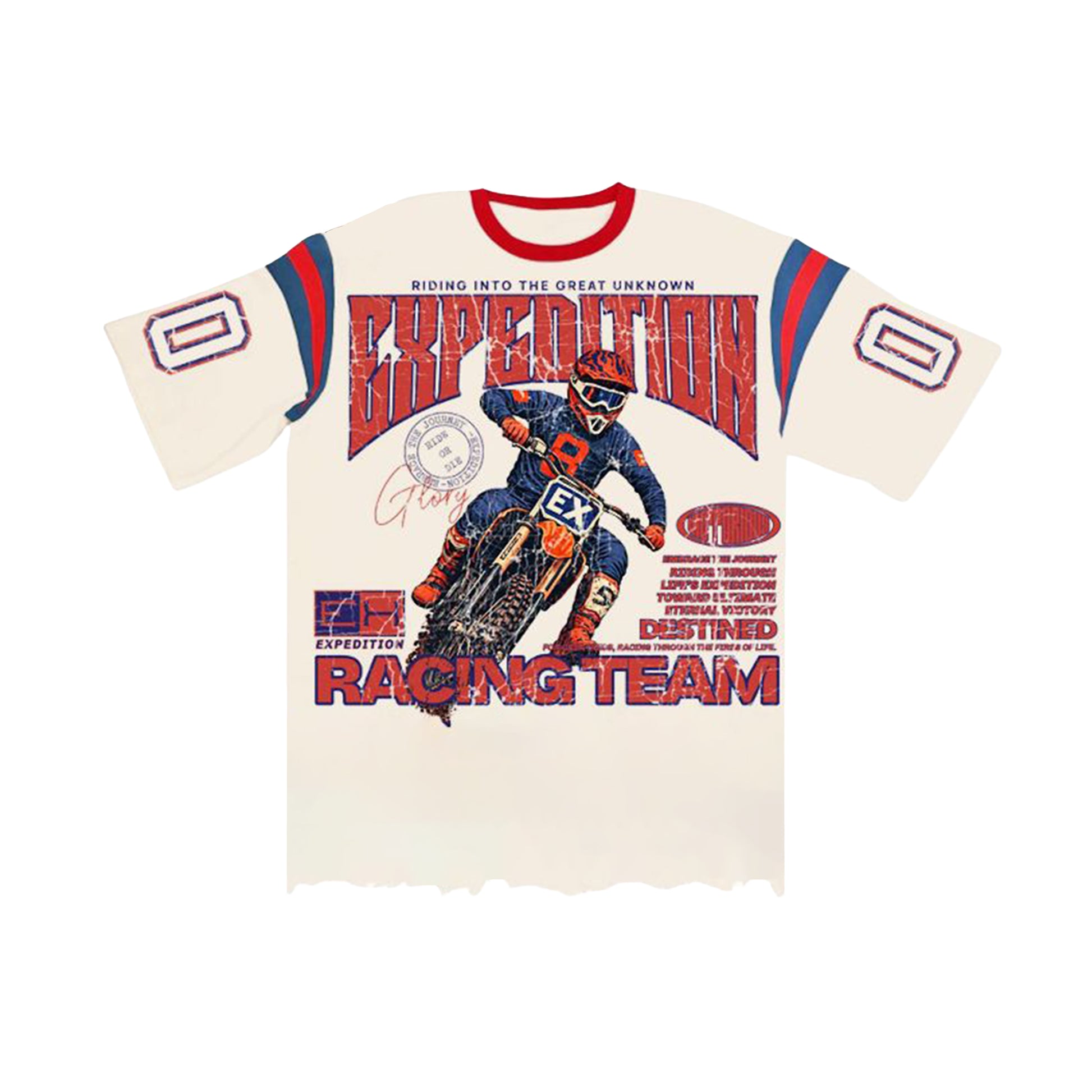 Expedition Mens Ride Or Die Oversized Crew Neck T-Shirt EXCTS26213 White