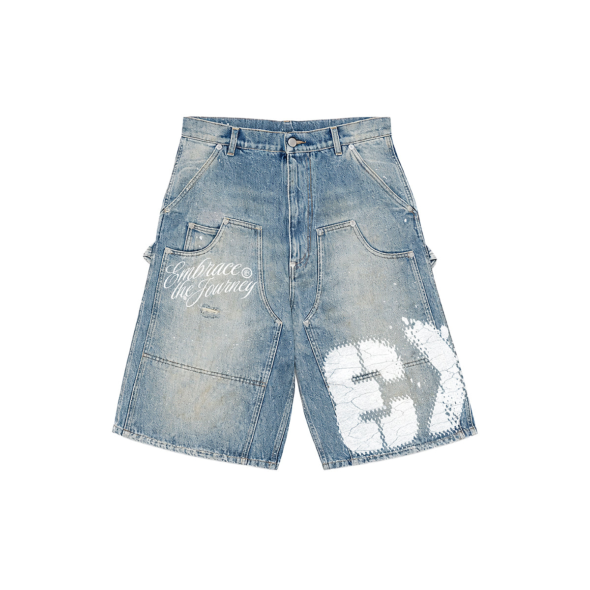 Expedition Mens Spray Paint Carpenter Denim Shorts EXDSS26220 Blue Denim