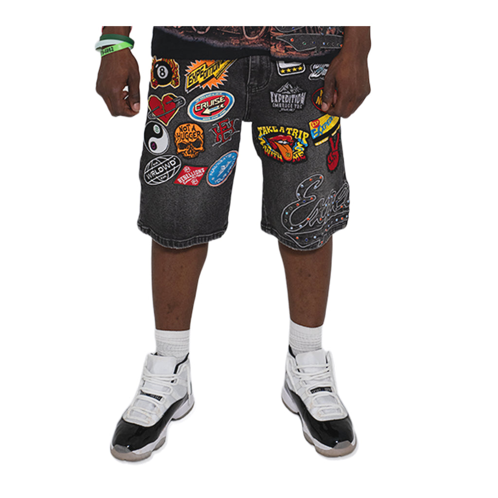 Expedition Mens Take A Trip With Me Denim Shorts EXDSS26221 Black Wash