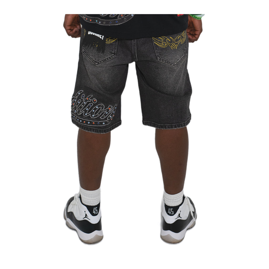 Expedition Mens Take A Trip With Me Denim Shorts EXDSS26221 Black Wash