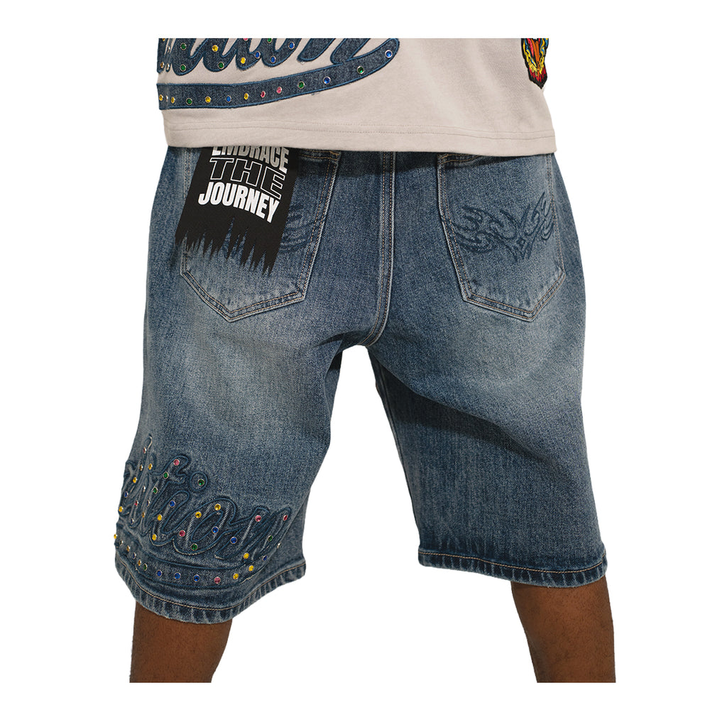 Expedition Mens Take A Trip With Me Denim Shorts EXDSS26221 Marble Wash