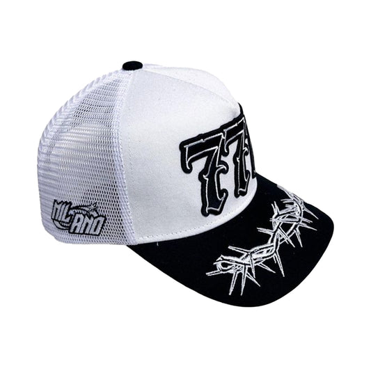 Premium Milano Mens 777 5-Panel Trucker Hat M777001 White/Black