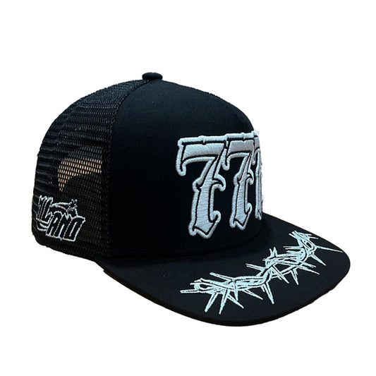 Premium Milano Mens 777 5-Panel Trucker Hat M777002 Black/White