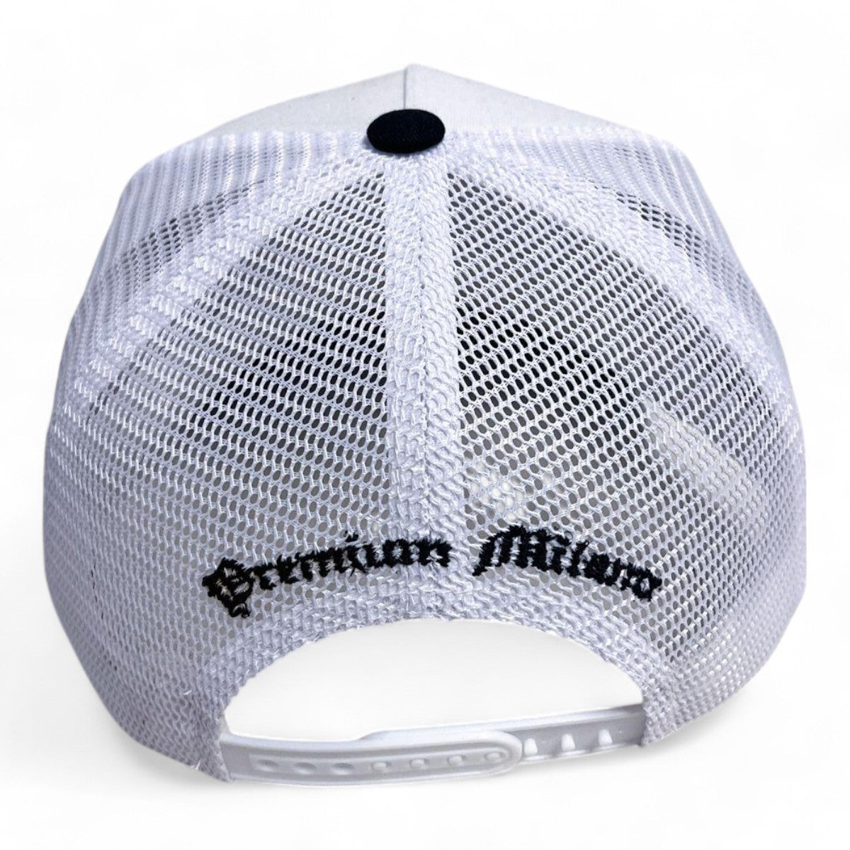 Premium Milano Mens Aces 5-Panel Trucker Hat MACE102 White/Black/Red