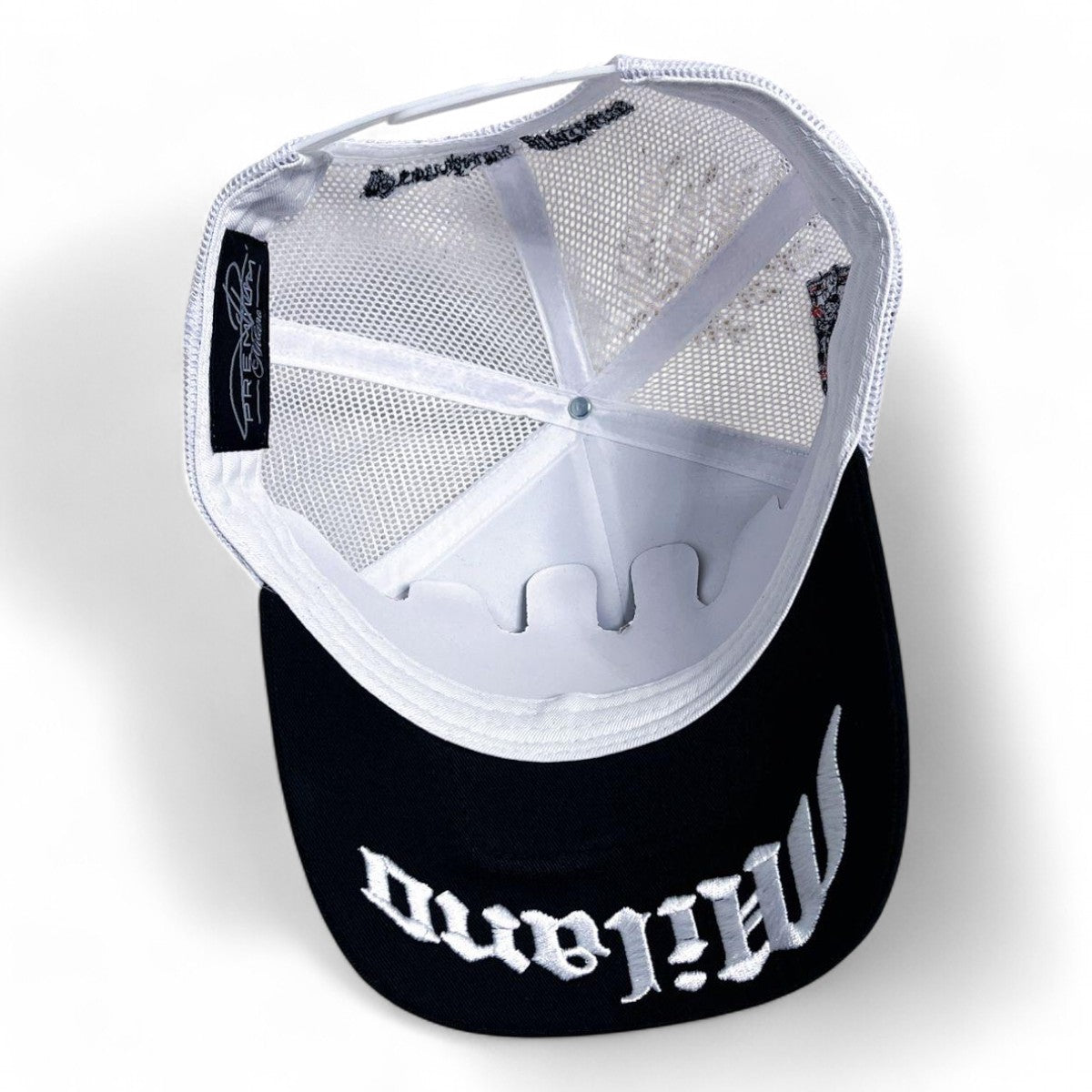 Premium Milano Mens Aces 5-Panel Trucker Hat MACE102 White/Black/Red