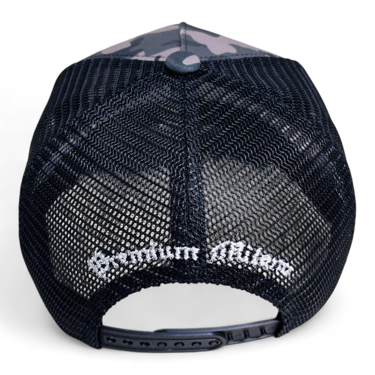 Premium Milano Mens M Camo 5-Panel Trucker Hat MPM105 Black/White/Gray