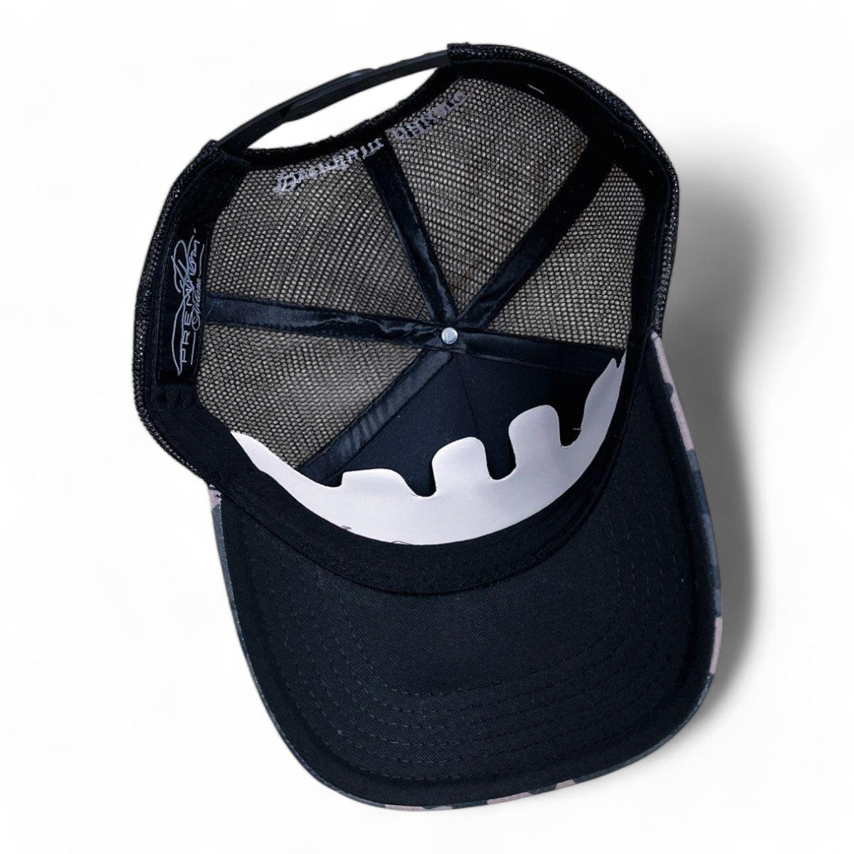 Premium Milano Mens M Camo 5-Panel Trucker Hat MPM105 Black/White/Gray