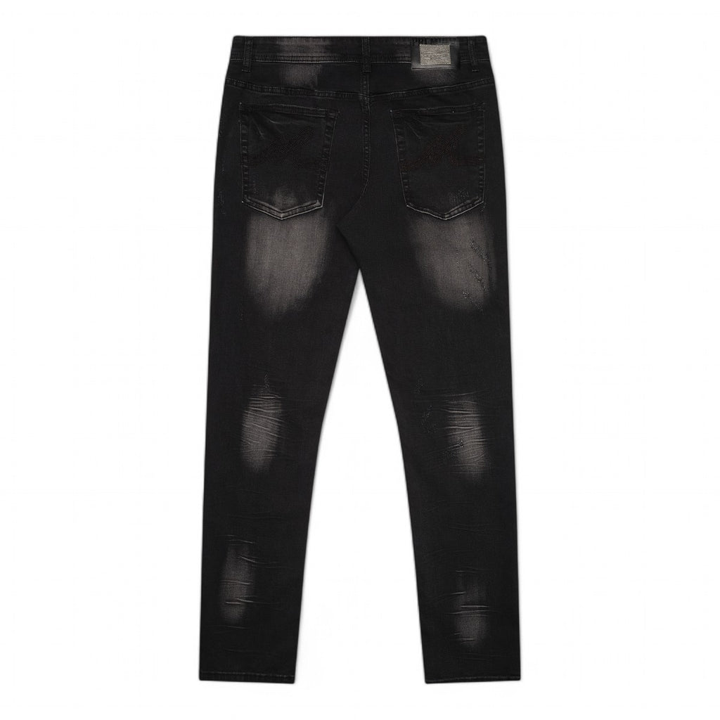Premium Milano Mens Milan Slim Straight Jeans PM200002 Black/White