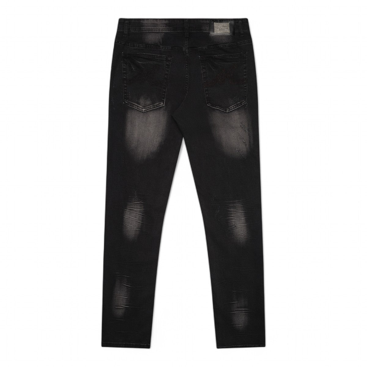 Premium Milano Mens Milan Slim Straight Jeans PM200002 Black/White