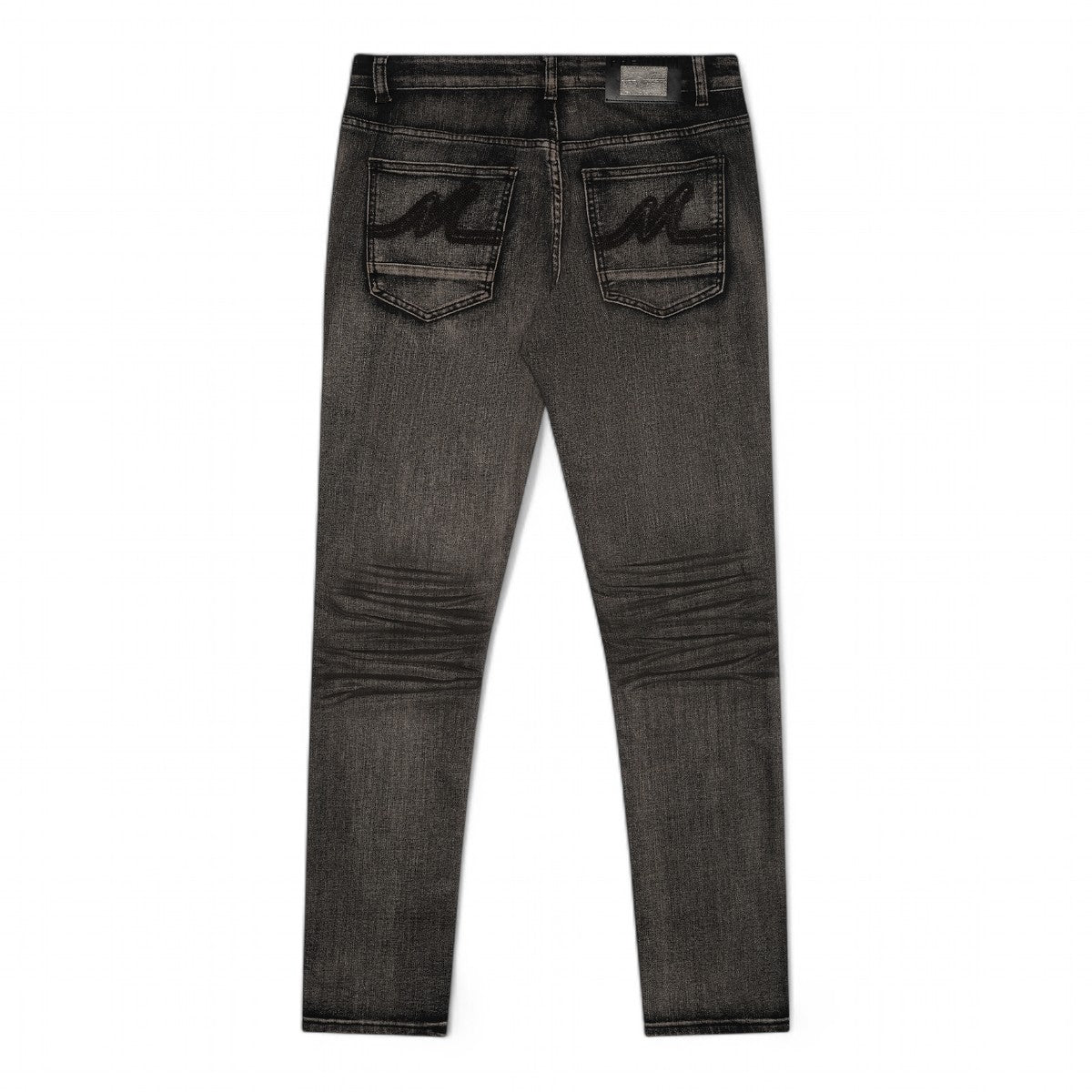 Premium Milano Mens Milan Slim Straight Jeans PM200003 Black Acid