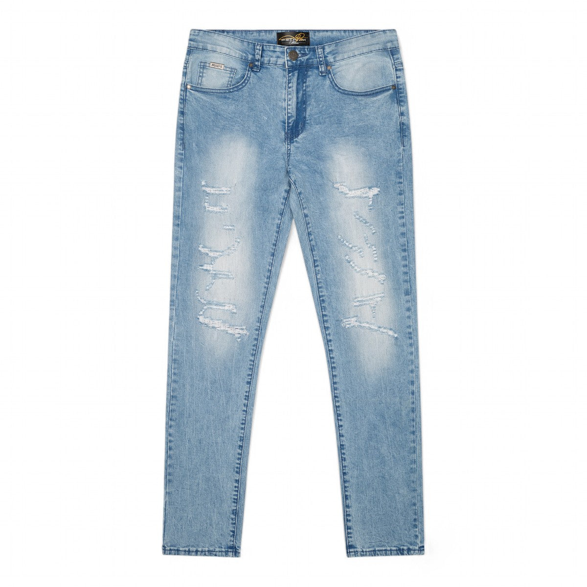 Premium Milano Mens Milan Slim Straight Jeans PM200003 Blue Wash