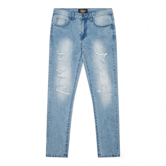 Premium Milano Mens Milan Slim Straight Jeans PM200003 Blue Wash