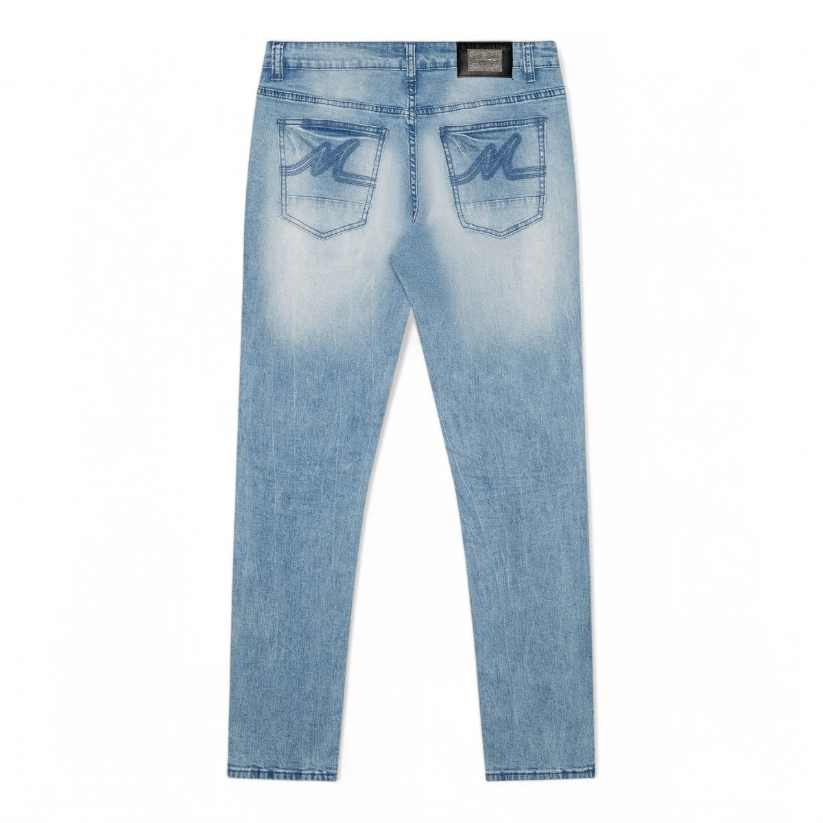 Premium Milano Mens Milan Slim Straight Jeans PM200003 Blue Wash