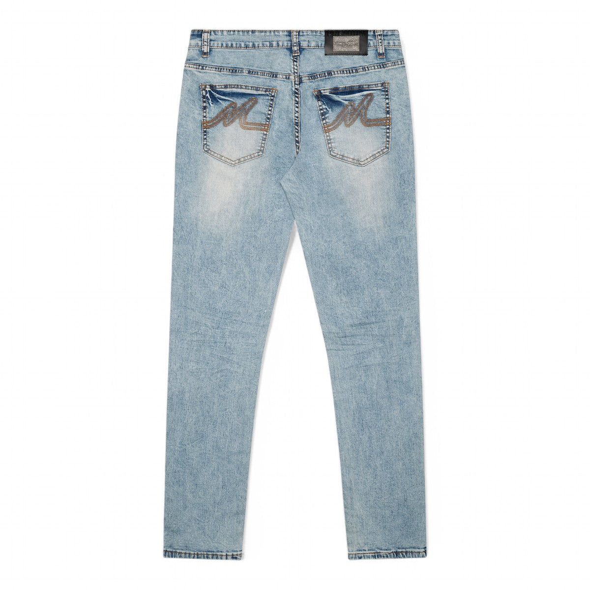 Premium Milano Mens Milan Slim Straight Jeans PM200004 Medium Wash