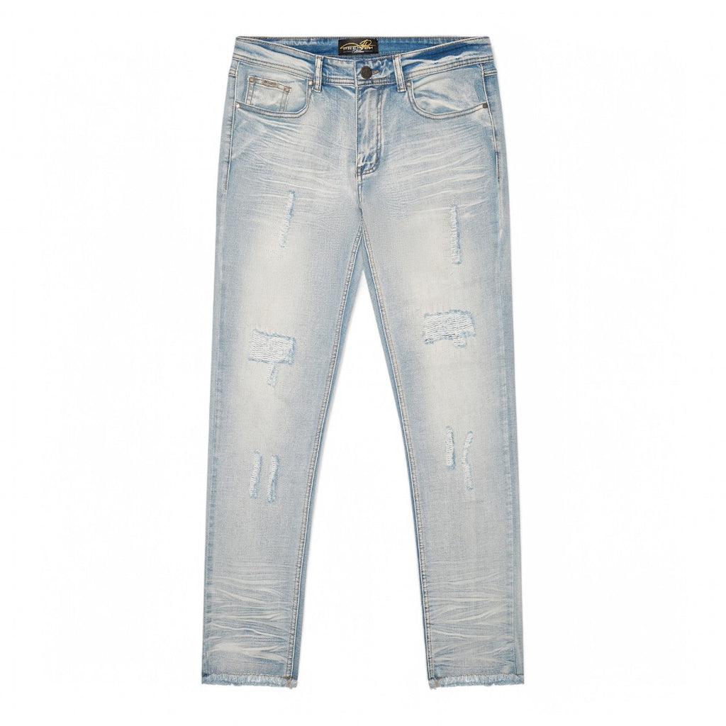 Premium Milano Mens Pisa Slim Straight Flair Jeans PM561211 Light Wash