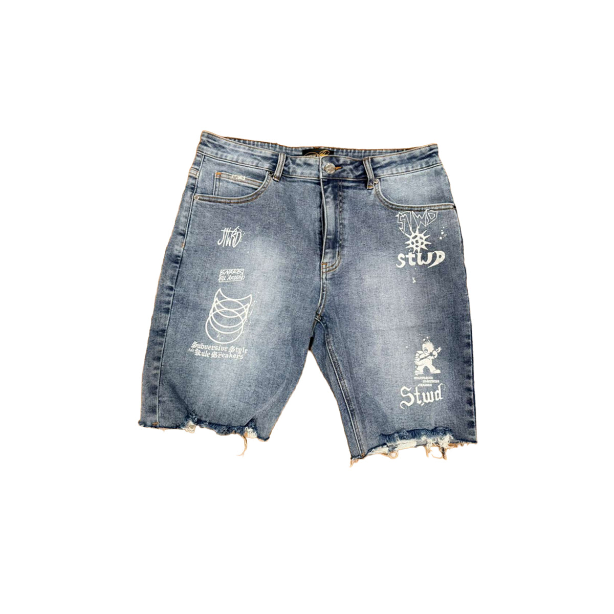 Premium Milano Mens Snakes All Around Denim Shorts PMDS26908 Blue