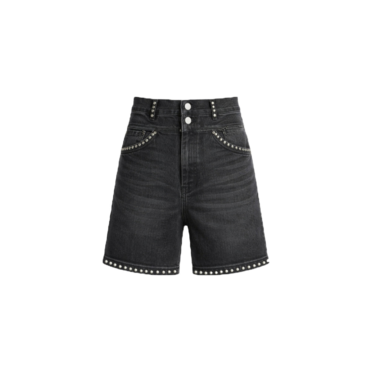 Premium Milano Mens Studded Denim Shorts PMDS26915 Black