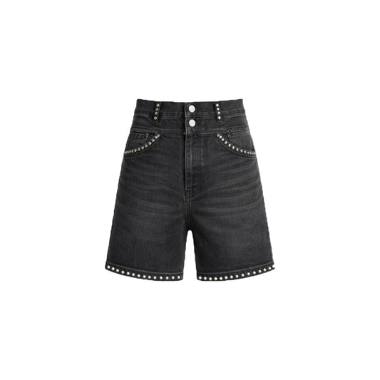Premium Milano Mens Studded Denim Shorts PMDS26915 Black