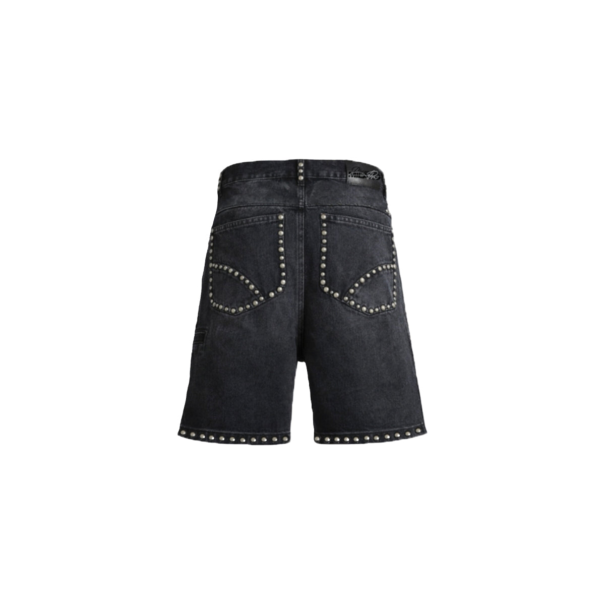 Premium Milano Mens Studded Denim Shorts PMDS26915 Black