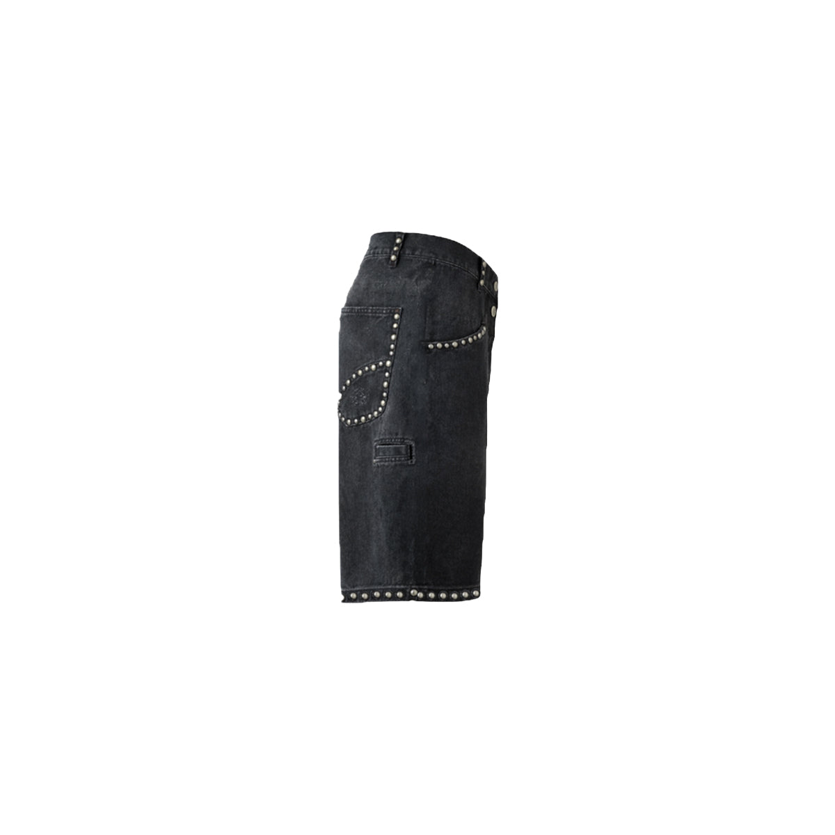 Premium Milano Mens Studded Denim Shorts PMDS26915 Black