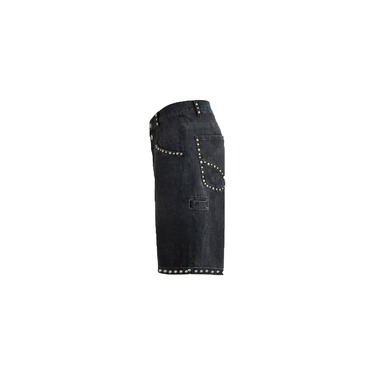 Premium Milano Mens Studded Denim Shorts PMDS26915 Black