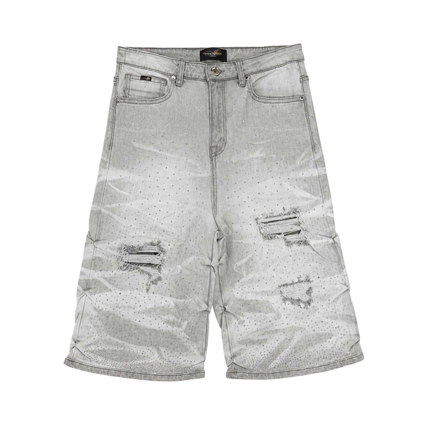 Premium Milano Mens Riviera Denim Shorts PMDS26J22-118 Gray Wash