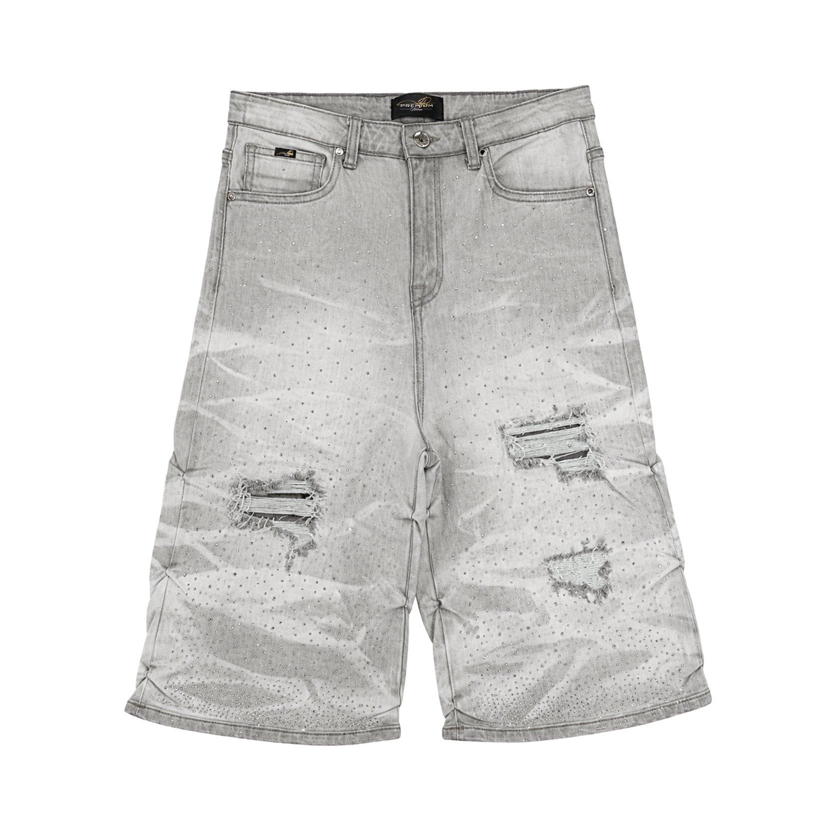 Premium Milano Mens Riviera Denim Shorts PMDS26J22-118 Gray Wash