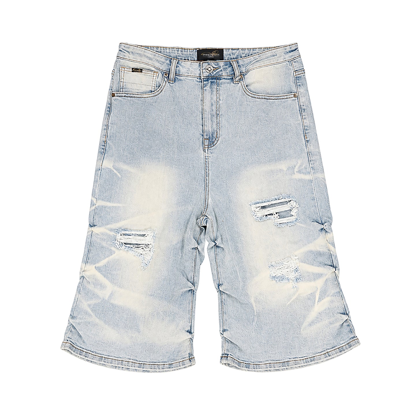 Premium Milano Mens Riviera Denim No Stone Shorts PMDS26J24-119 Medium Blue
