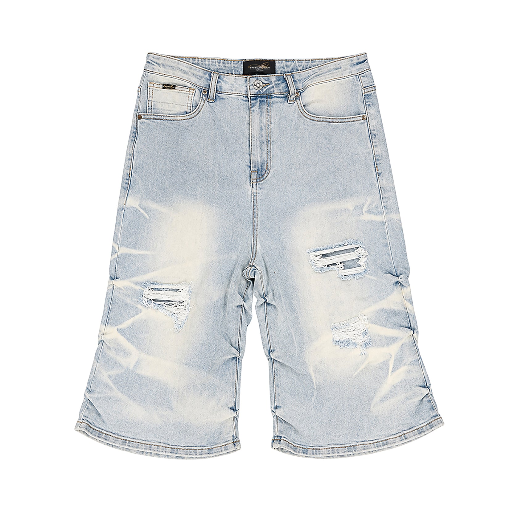 Premium Milano Mens Riviera Denim No Stone Shorts PMDS26J24-119 Medium Blue
