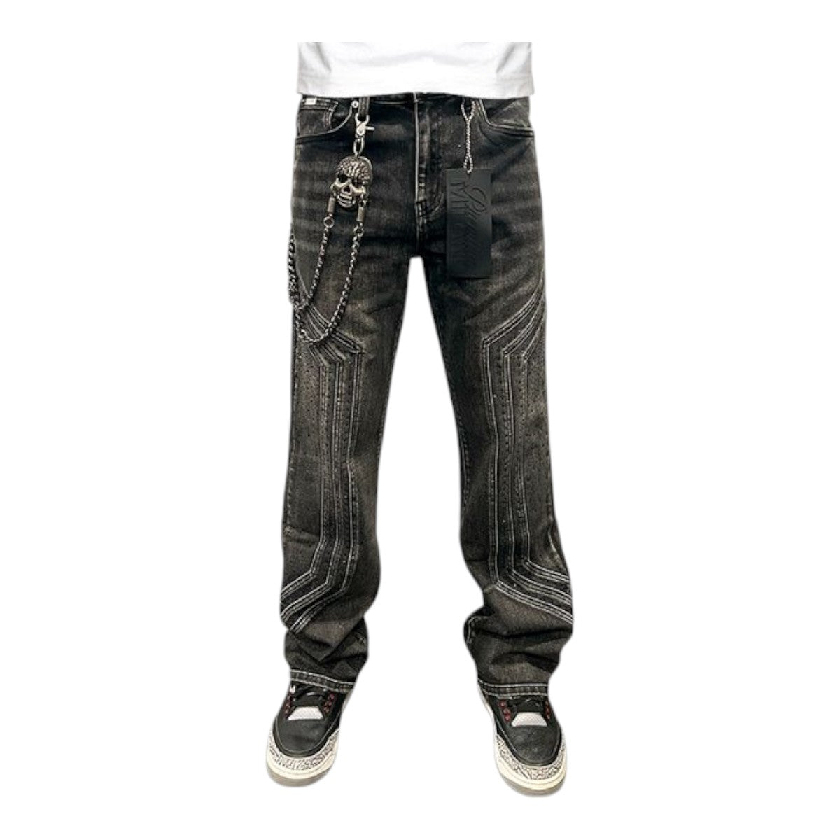Premium Milano Mens Pentagon Baggy Fit Jeans PMJ20F25-100 Black Wash