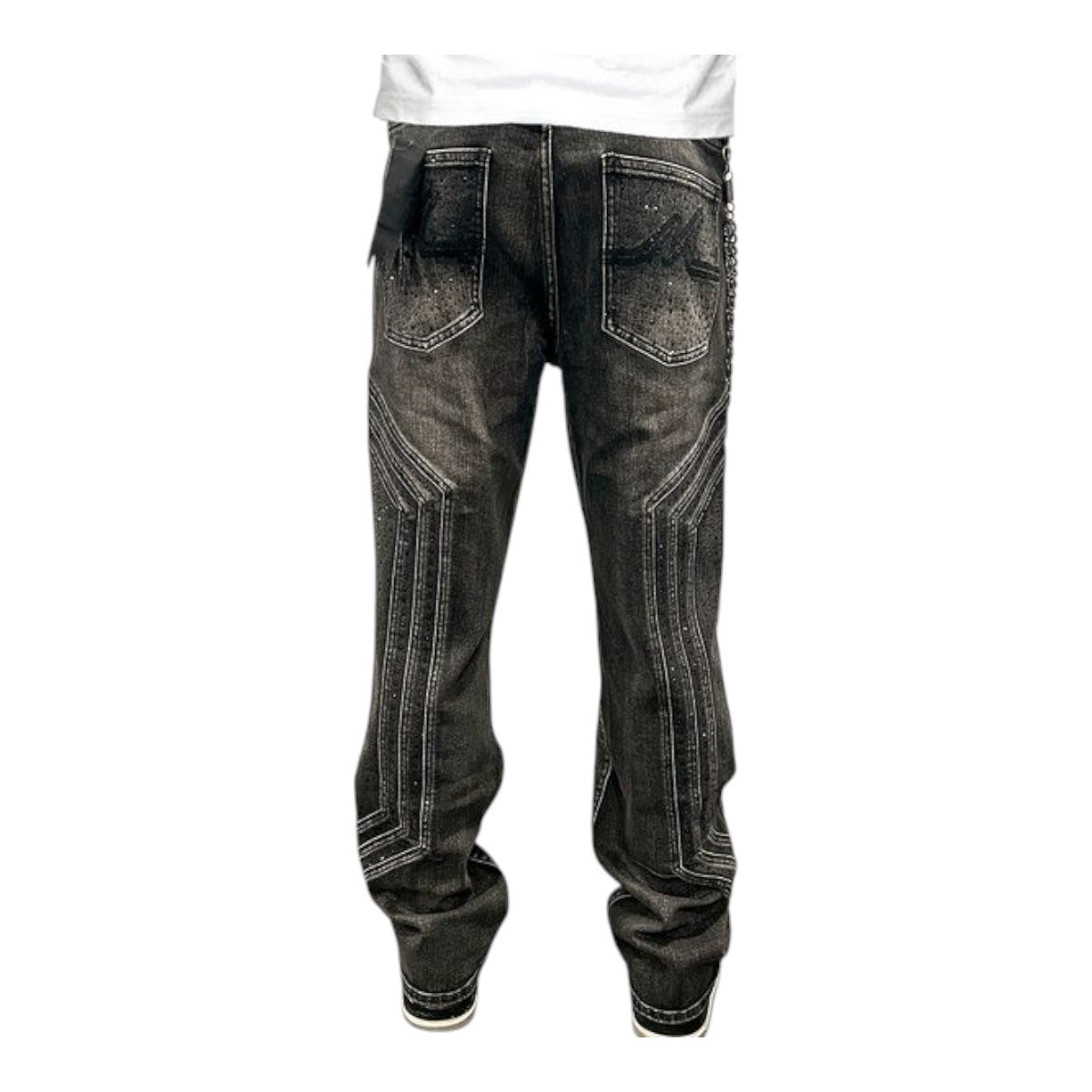 Premium Milano Mens Pentagon Baggy Fit Jeans PMJ20F25-100 Black Wash