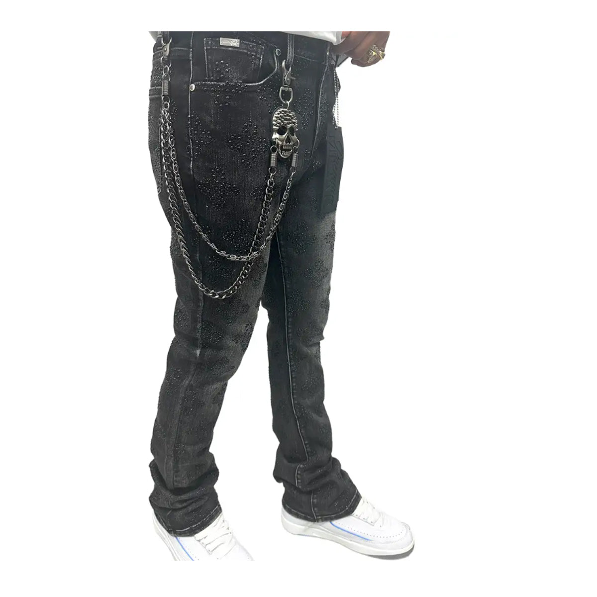 Premium Milano Mens Snow Ball Stacked Jeans PMJ27F25-100 Black Wash