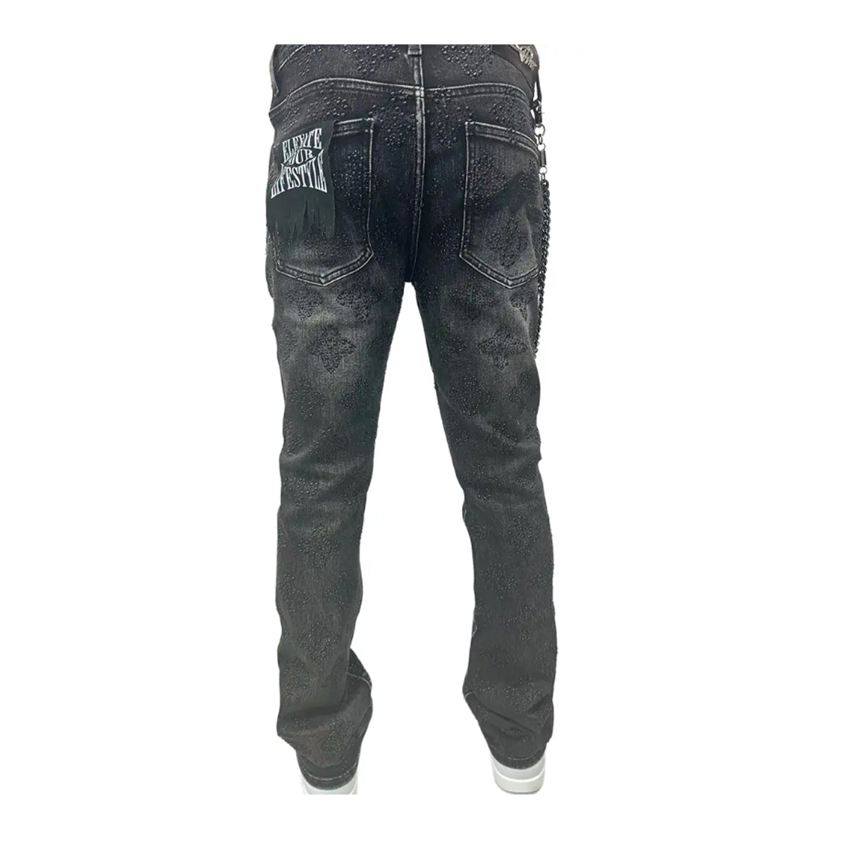 Premium Milano Mens Snow Ball Stacked Jeans PMJ27F25-100 Black Wash
