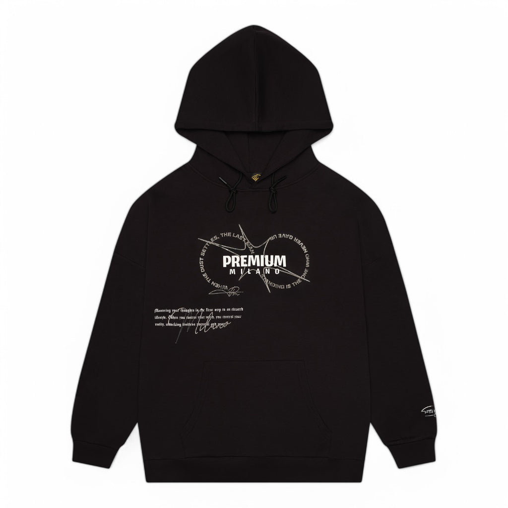 Premium Milano Mens Premium Brain Design Hoodie RHK4423 Black