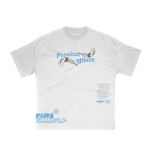 Premium Milano Mens Wings Of Vision Crew Neck T-Shirt S25331-09 White